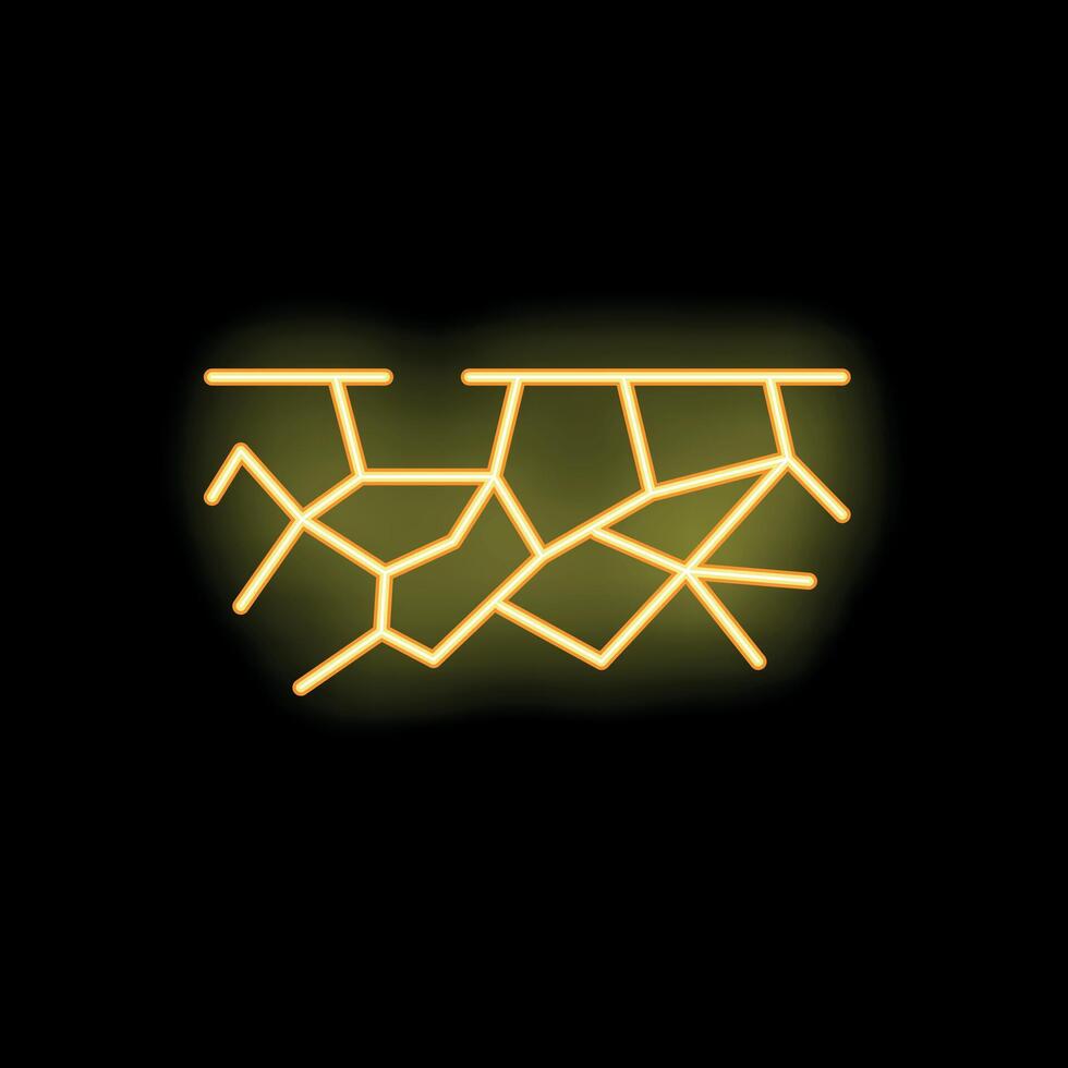Neon style icon showing cracked ground surface representing destruction vector