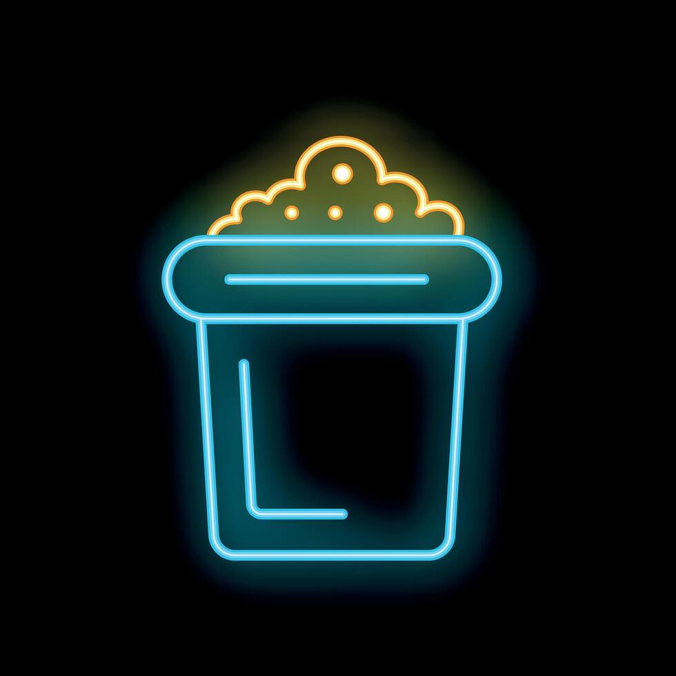 Glowing neon line trash can icon isolated on black background. Garbage bin sign. illustration vector
