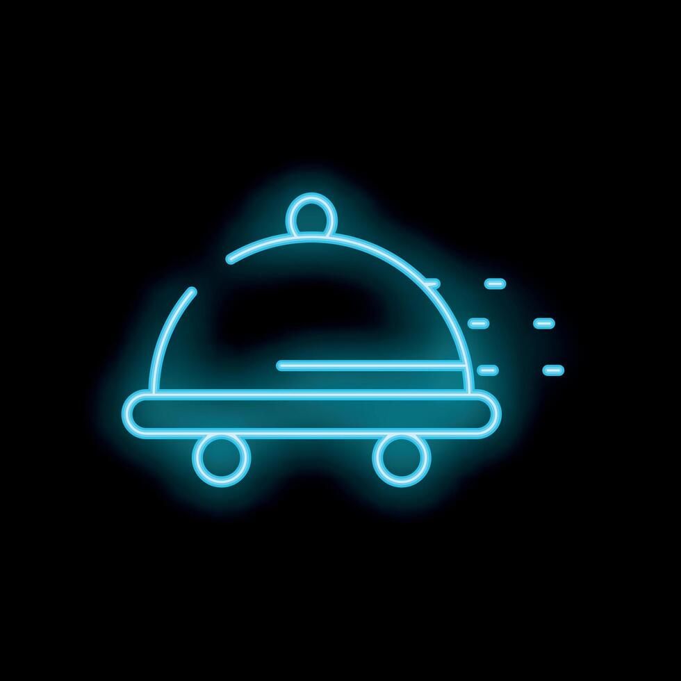 Neon food delivery service sign indicating speed and efficiency vector