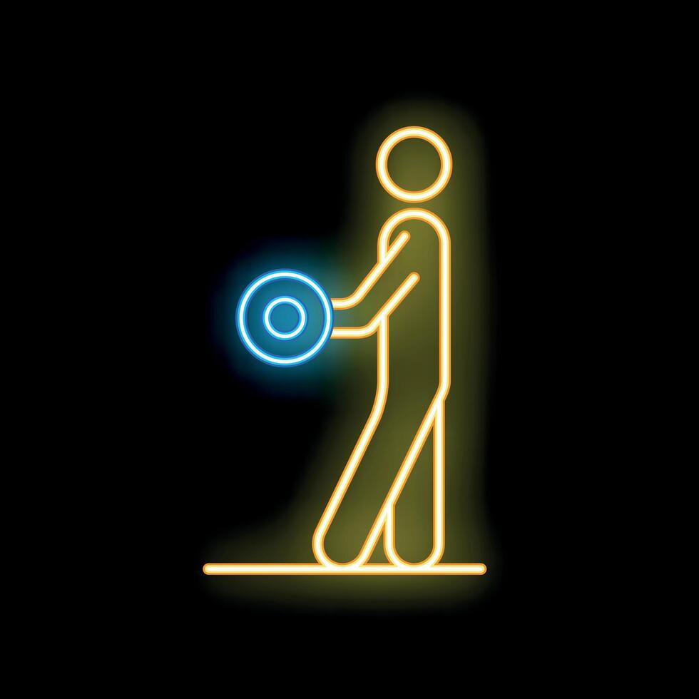 Neon sign of a man doing farmer's walk exercise vector