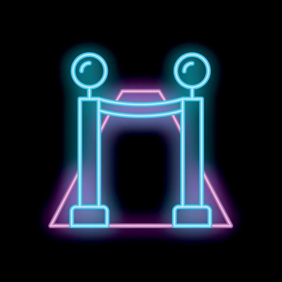 Neon sign representing red carpet with barriers for movie or award ceremony premiere vector