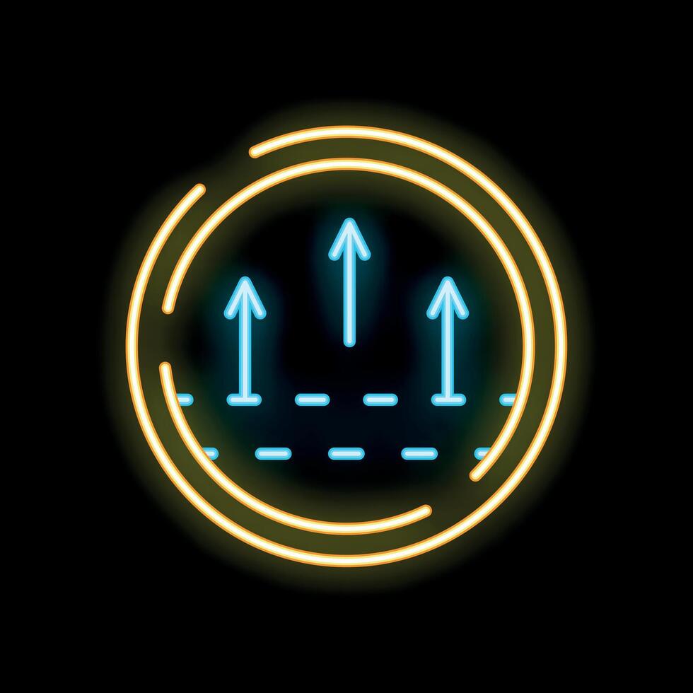 Neon icon of evaporation process with arrows pointing up vector