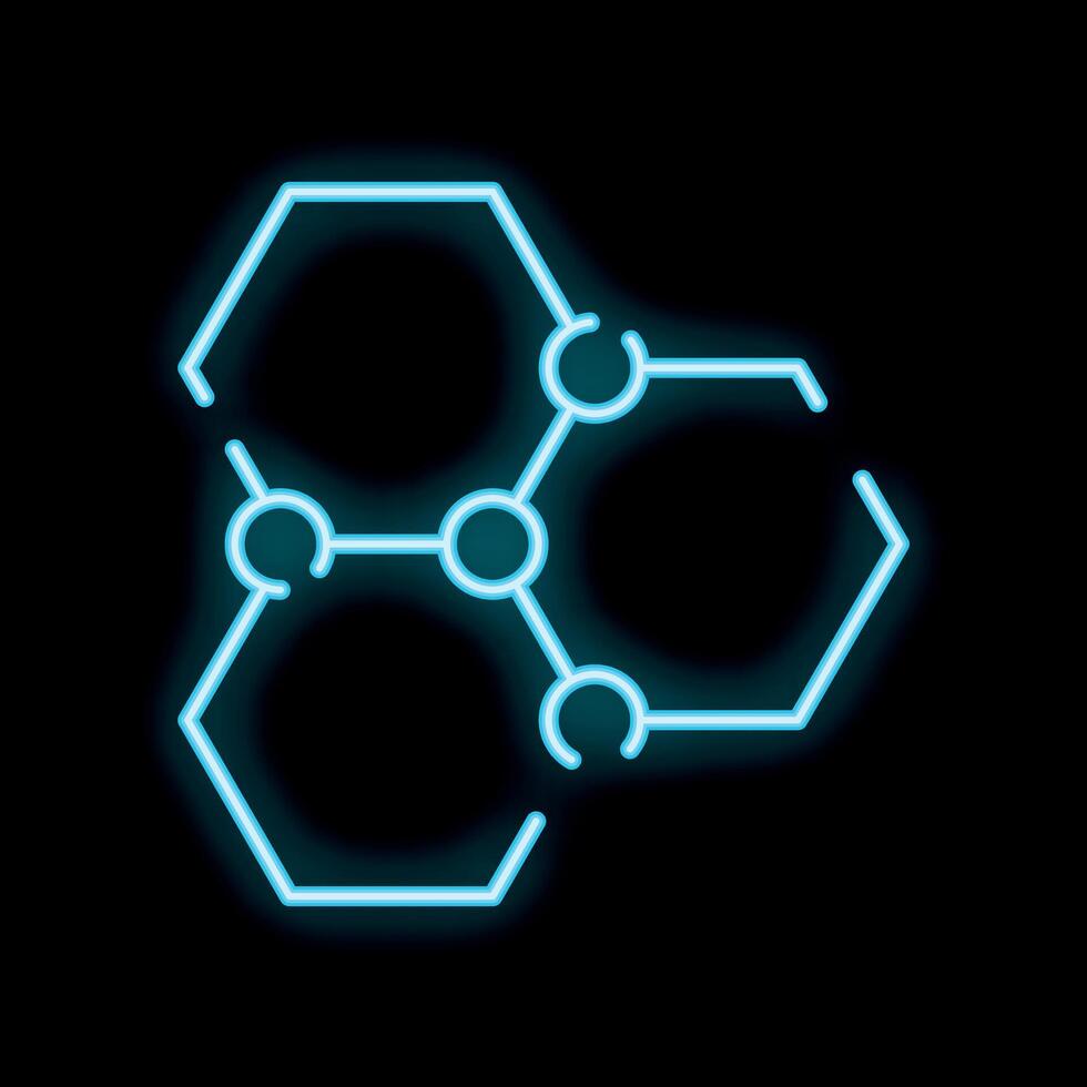 Neon style chemical formula icon glowing on black background vector