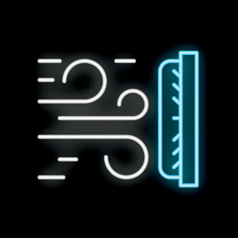 Neon icon of wind blowing through window or door frame vector