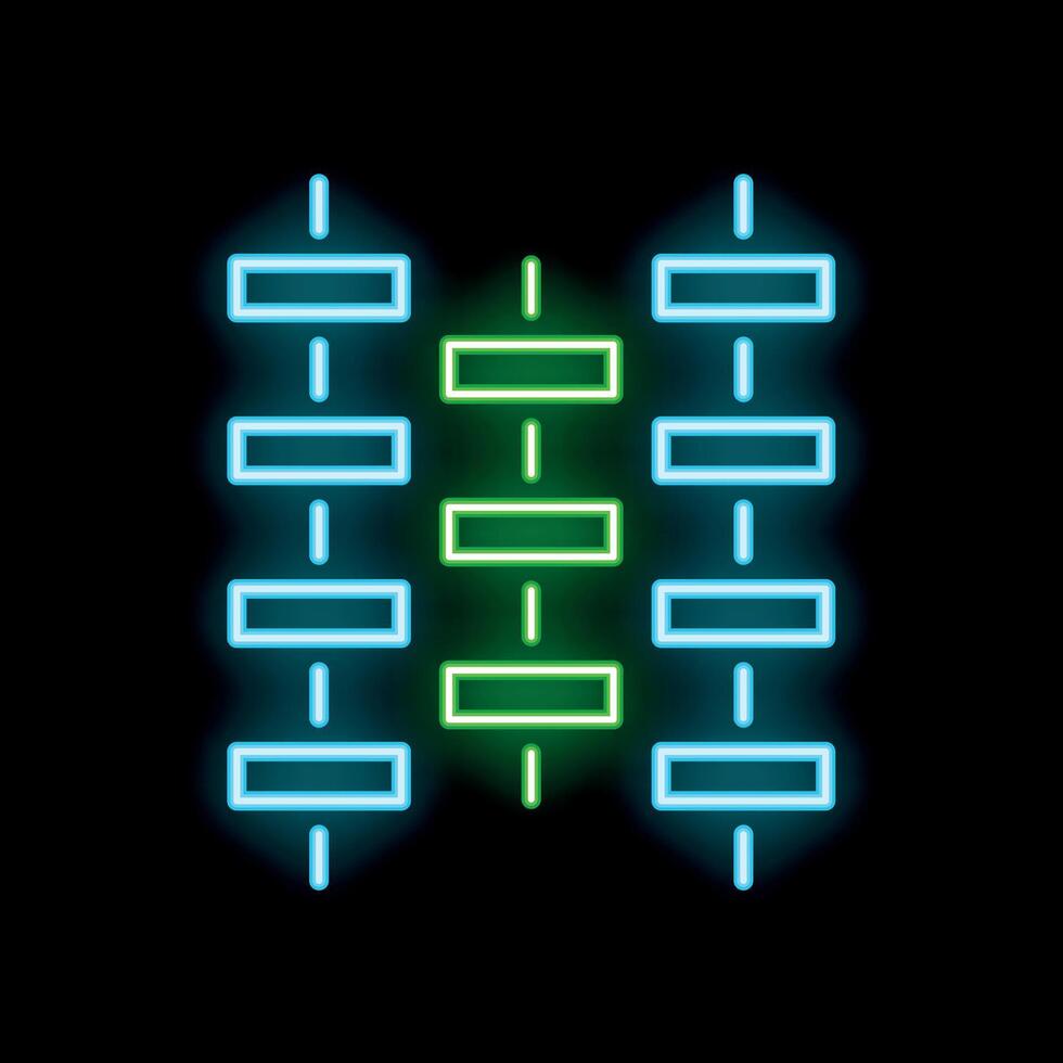 Glowing neon line spine icon isolated on black background illustration vector