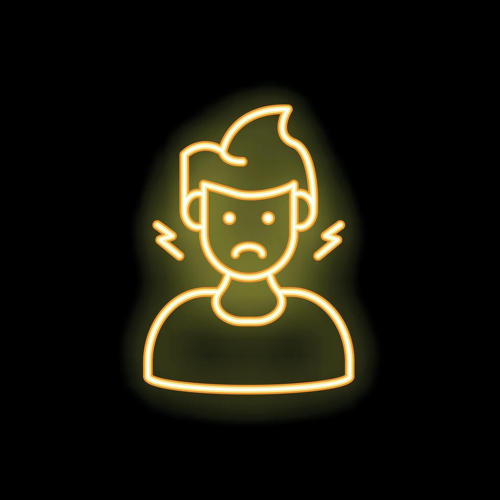Neon sign showing man suffering from headache or migraine vector