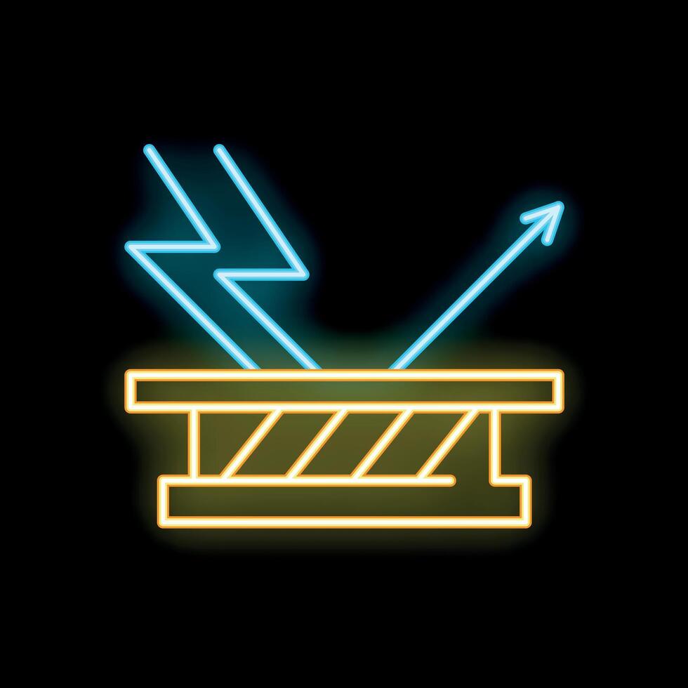 Neon waterproof material protecting from water and lightning strike icon illustration vector