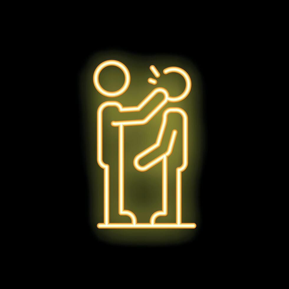 Neon sign style icon depicting physical bullying vector