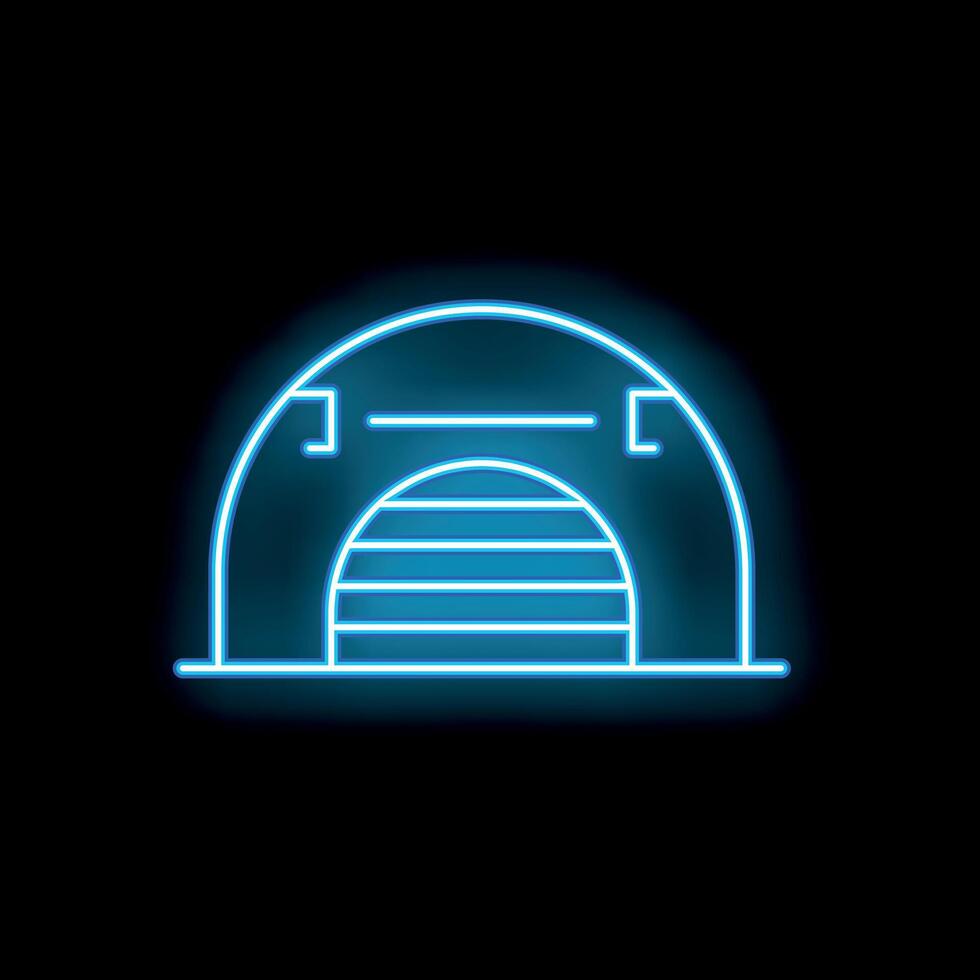 Glowing neon line closed tunnel icon isolated on black background illustration vector
