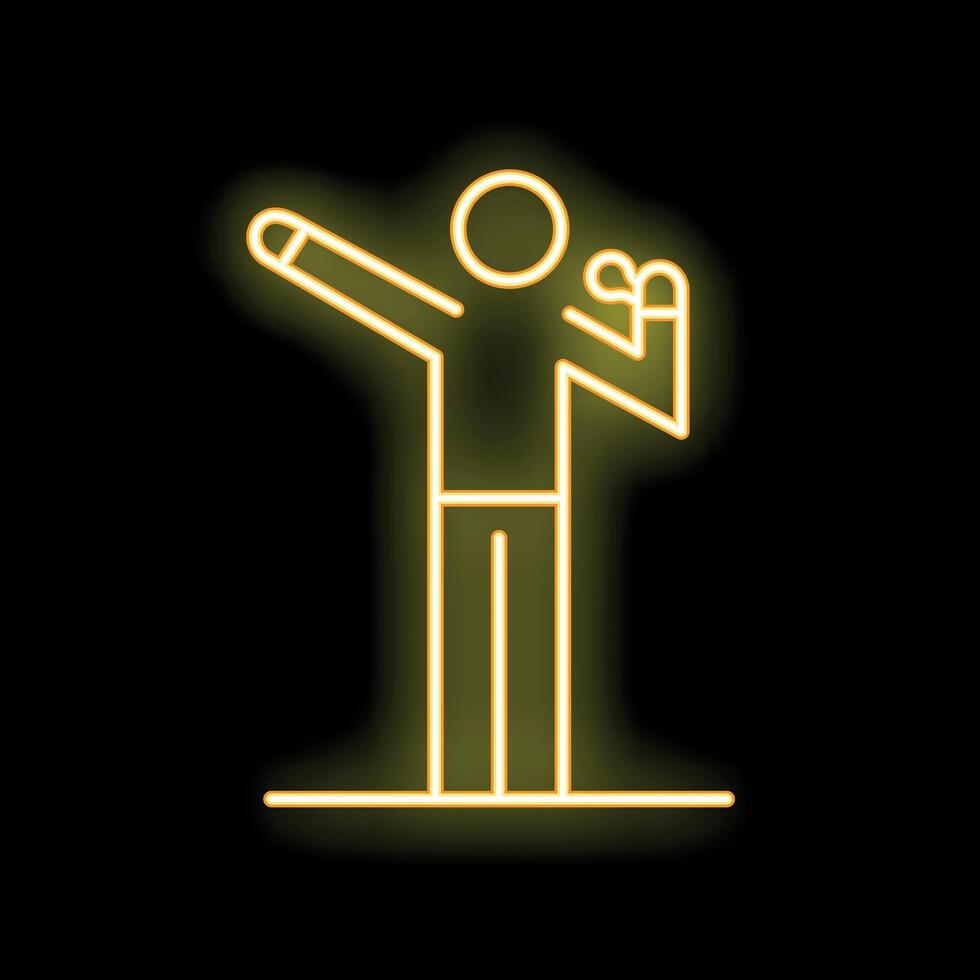 Neon style icon of a male singer performing with microphone vector