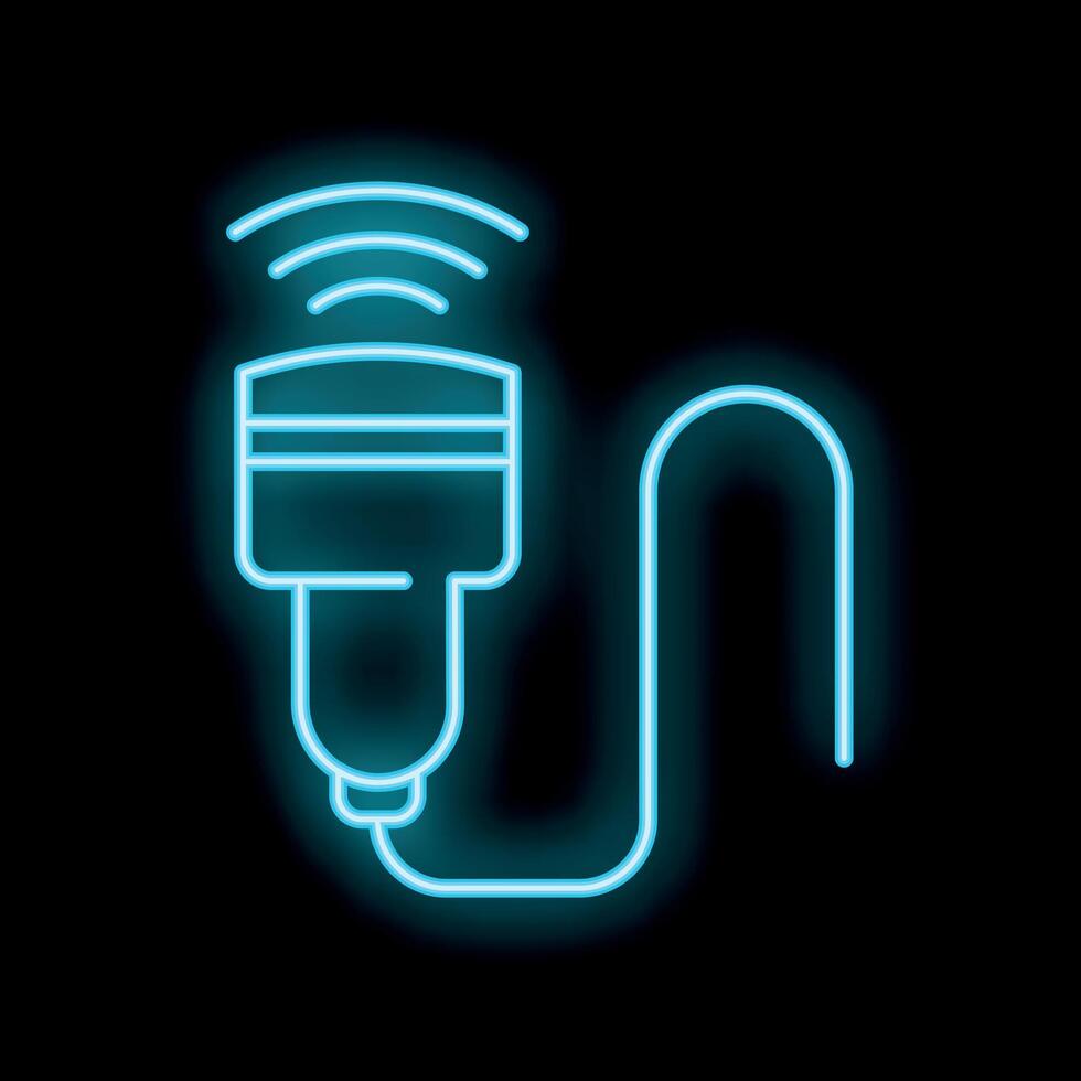 Ultrasound machine emitting wifi signal neon light style icon vector