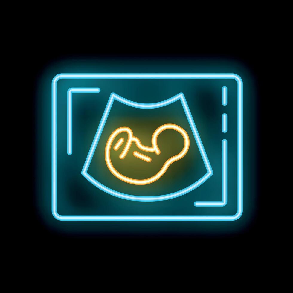Neon sign showing ultrasound of baby in womb vector
