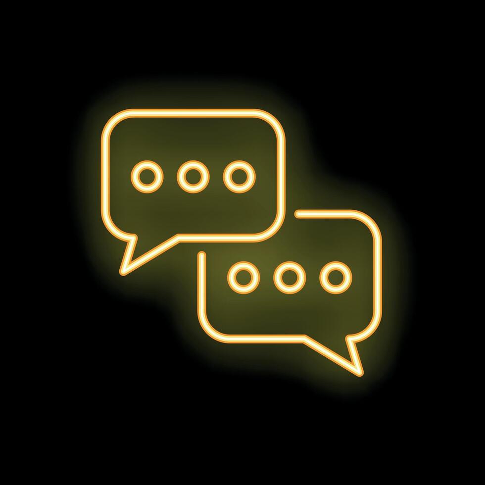 Neon chat bubbles representing communication on black background vector