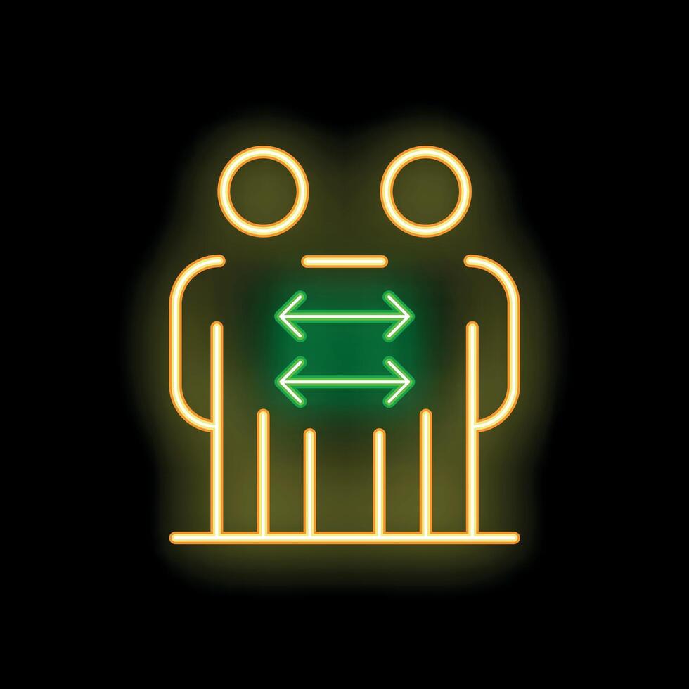 Neon icon of two people exchanging information vector