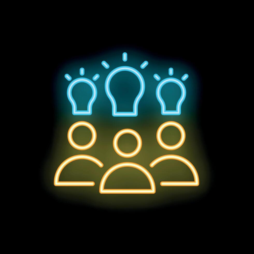 Neon icon of team sharing ideas and innovation vector