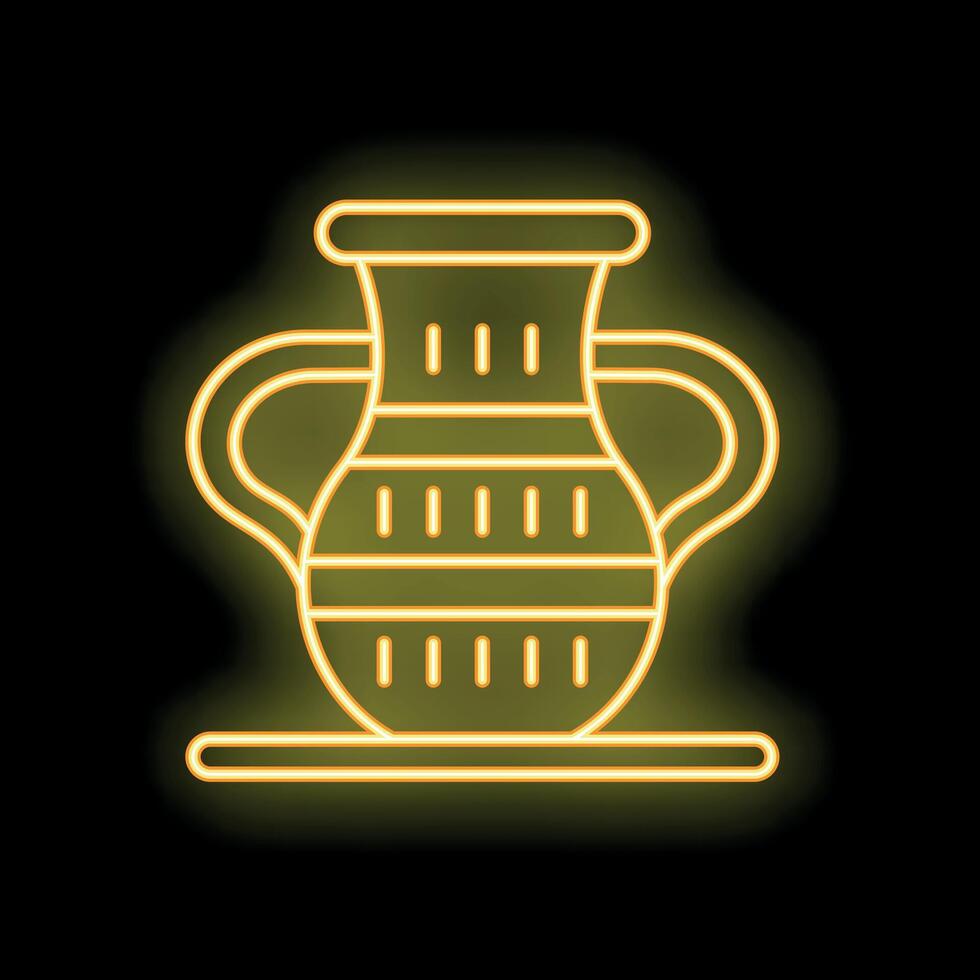Glowing neon line amphora icon isolated on black background illustration vector