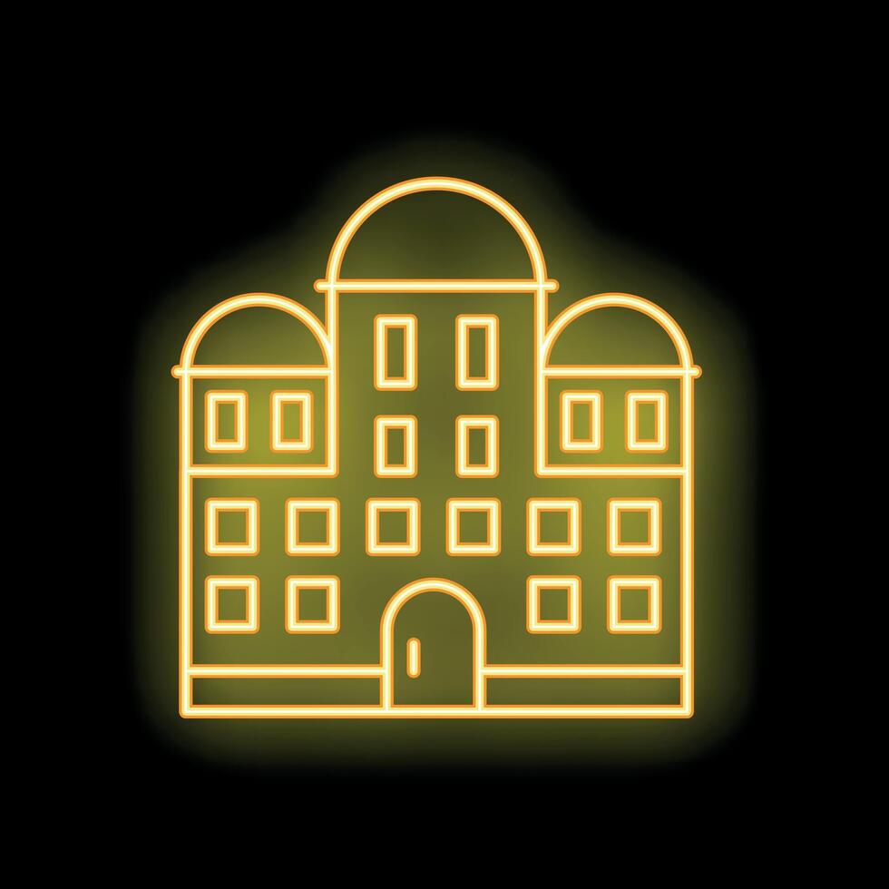 Building with domes neon sign on black background vector