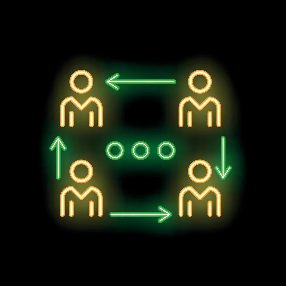 Neon icon of people communicating and sharing information vector
