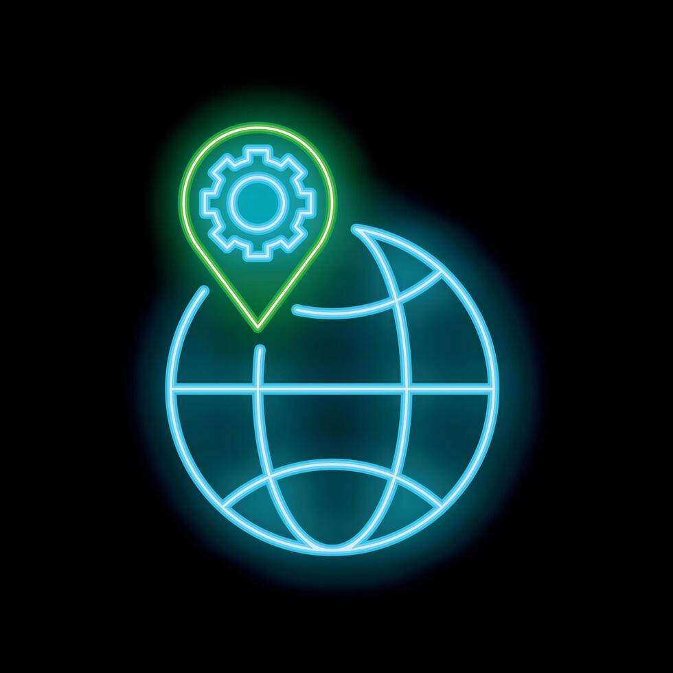Neon style icon representing global engineering solutions vector