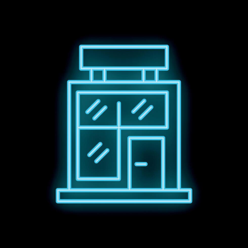 Glowing neon line shop icon isolated on black background, a bright electric icon for your project vector