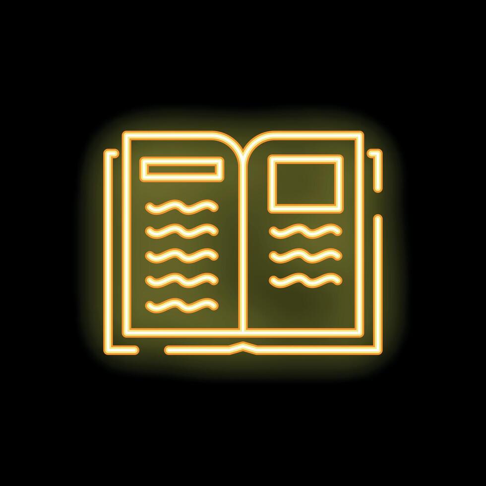 Neon open book glowing on a black background vector