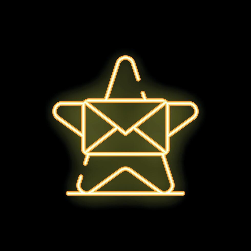 Neon icon of mail envelope forming a star shape vector