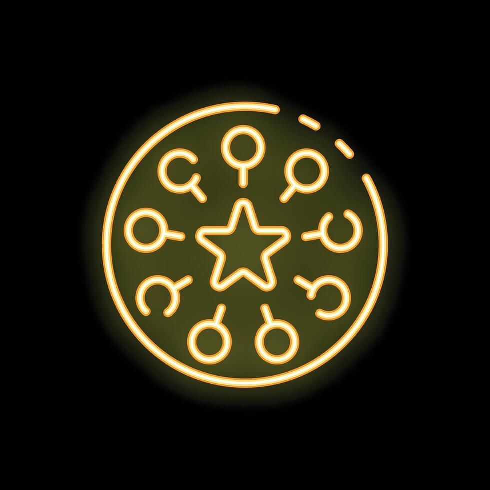 Neon icon of talent search candidate choice round recruitment process vector