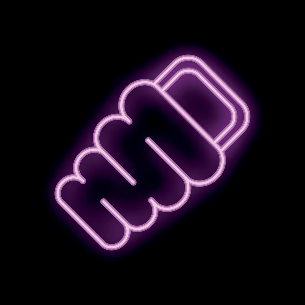 Neon light icon of a modern energy saving light bulb glowing purple vector