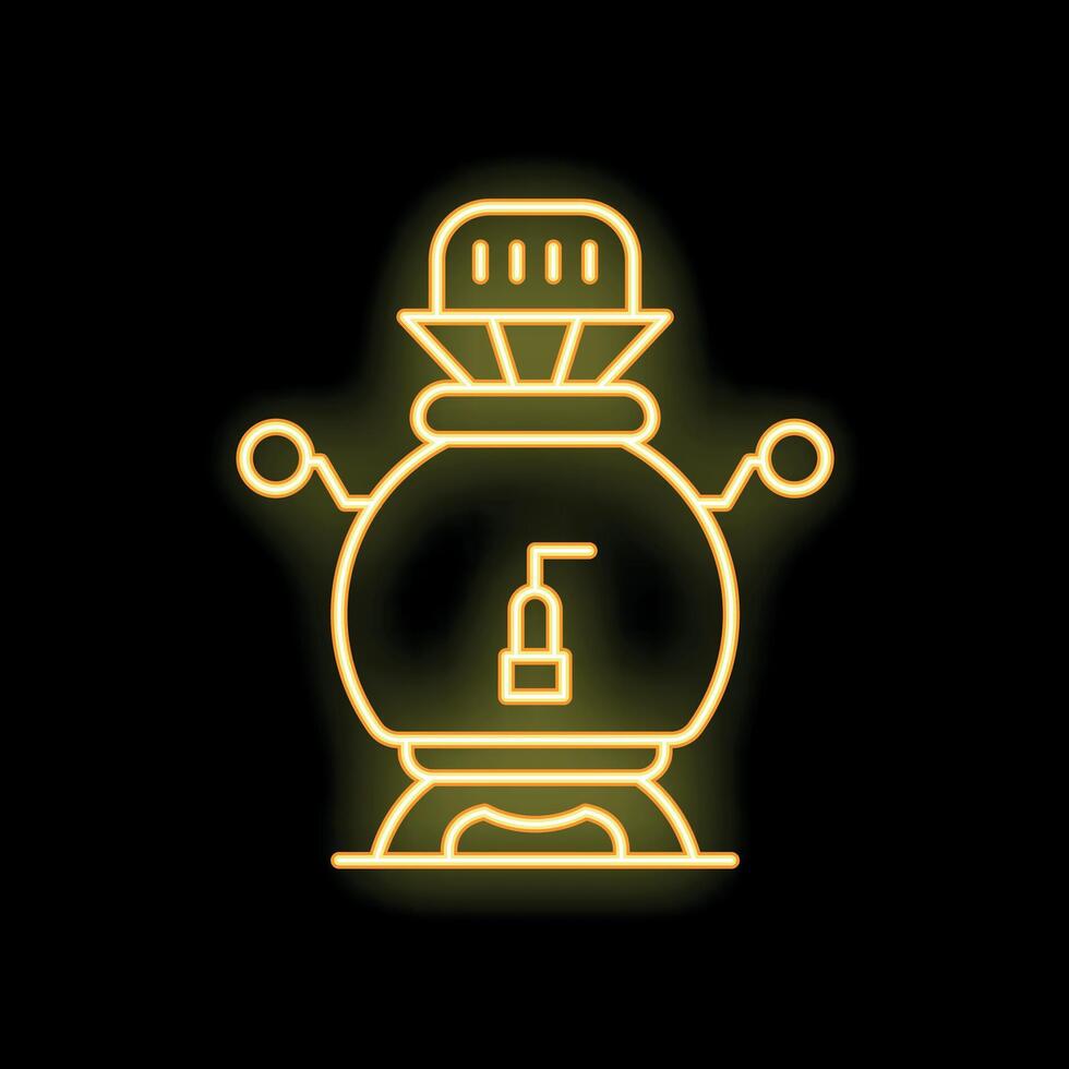 Neon sign of a moonshine still glowing on black background vector