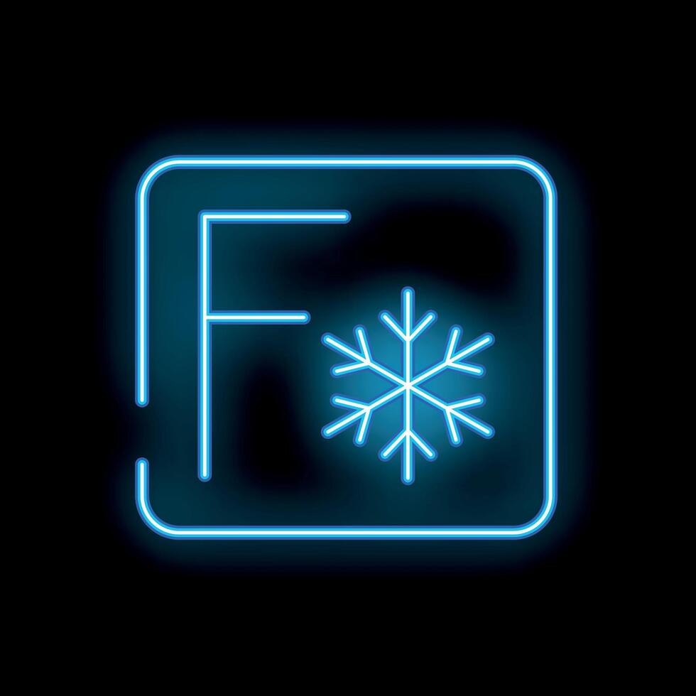 Glowing neon line icon in the shape of thermometer indicating cool temperature vector