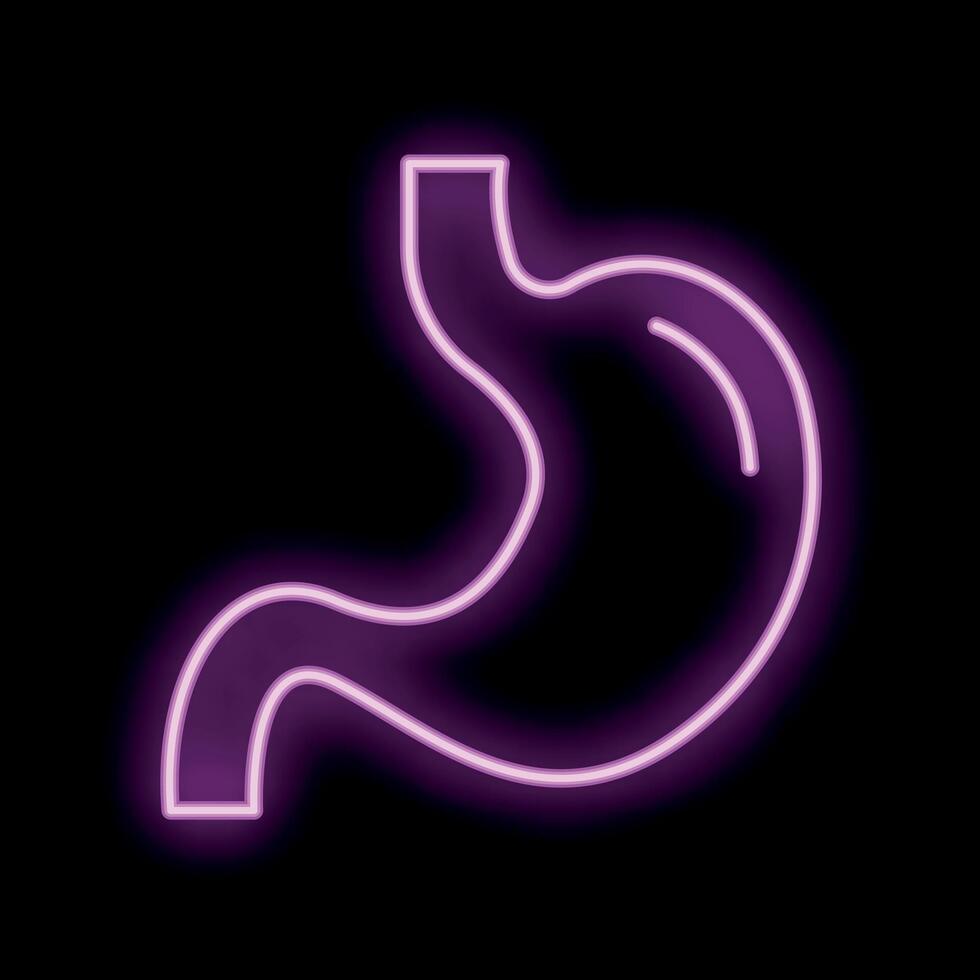 Neon stomach icon glowing on dark background vector