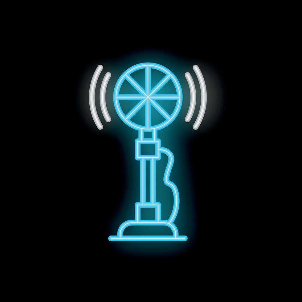Neon sign of a vintage microphone broadcasting audio waves vector