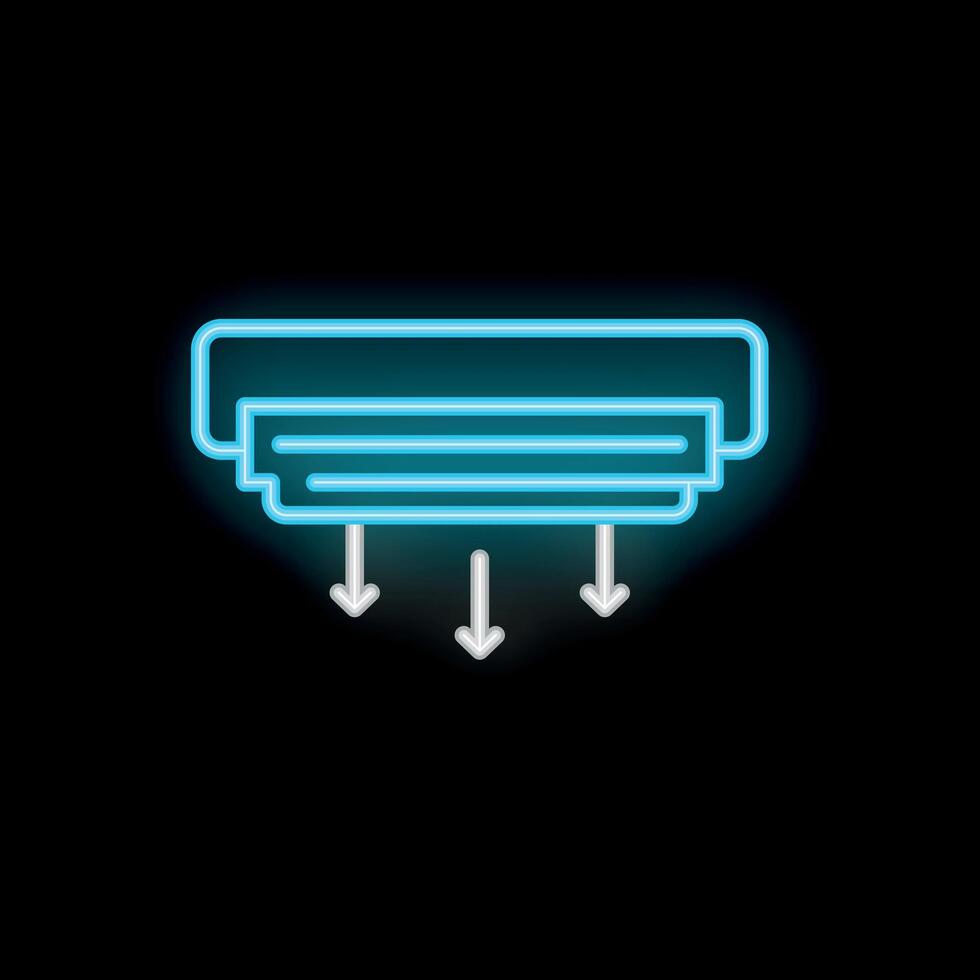 Neon icon of conditioner blowing cold air vector