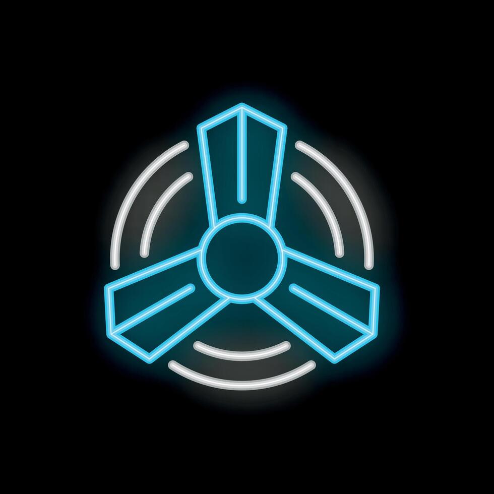 Neon icon of a ceiling fan rotating and creating airflow vector