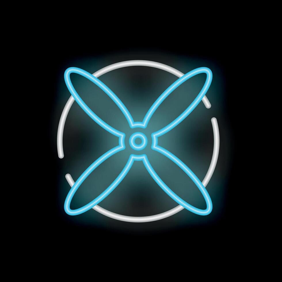 Neon propeller is glowing on dark background vector
