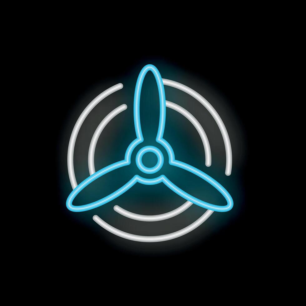 Neon icon of a three blade propeller spinning fast vector