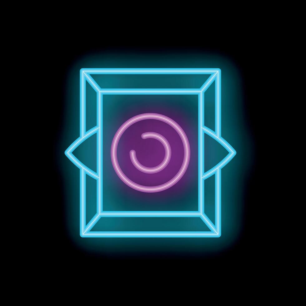 Glowing neon line traditional ukrainian embroidery icon isolated on a black background, illustration vector