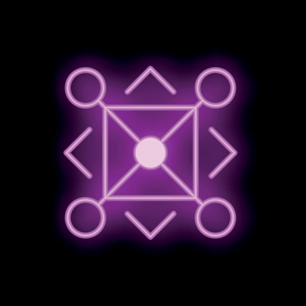 Neon purple mystical esoteric symbol is glowing on a black background vector