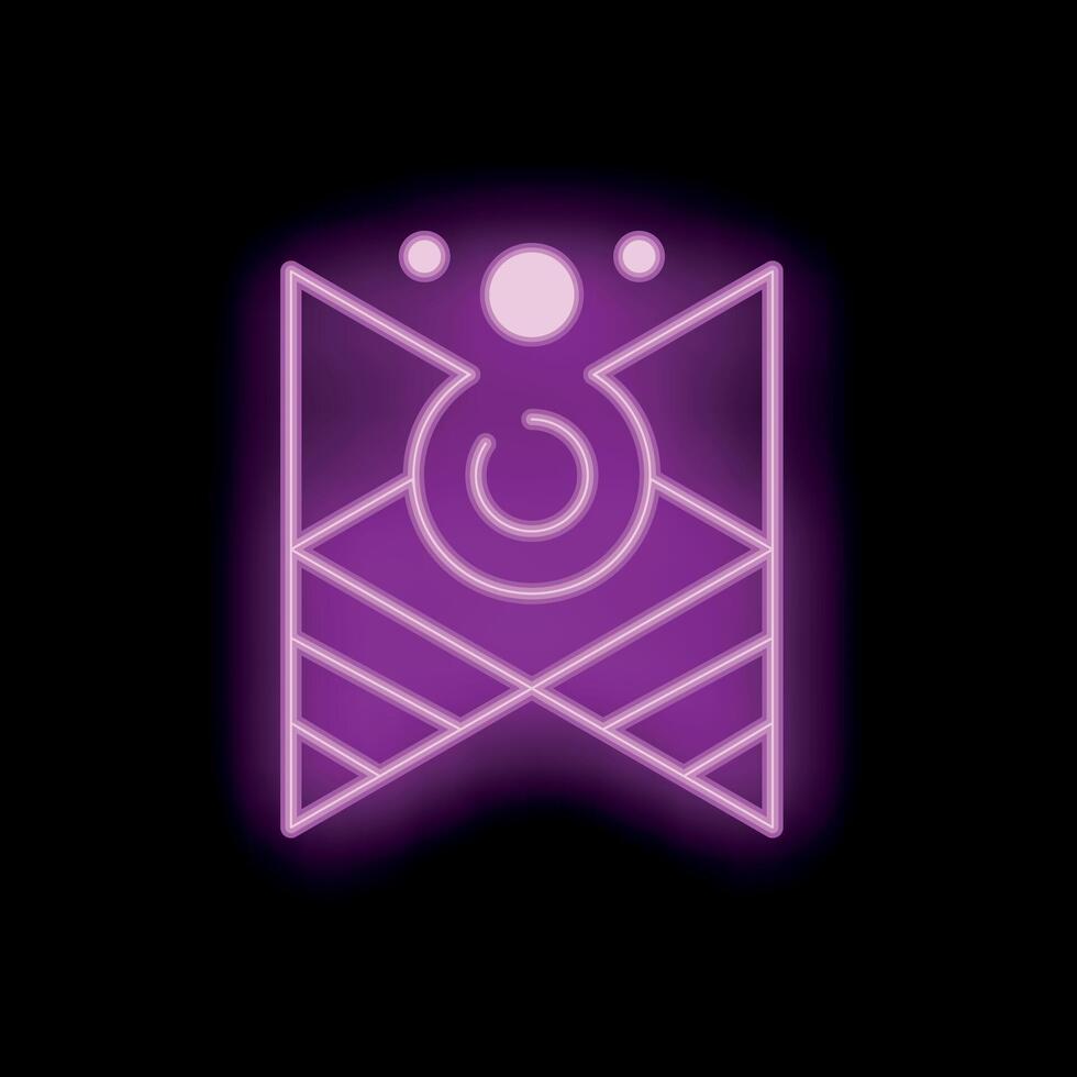 Bright neon sign showing abstract geometric design vector