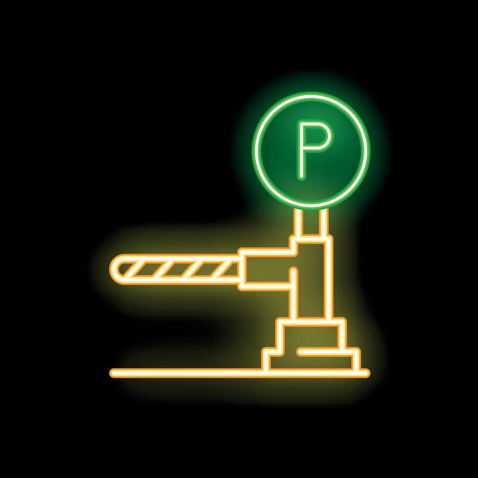 Glowing neon line parking car barrier icon isolated on black background. Street road stop parking barrier. illustration vector