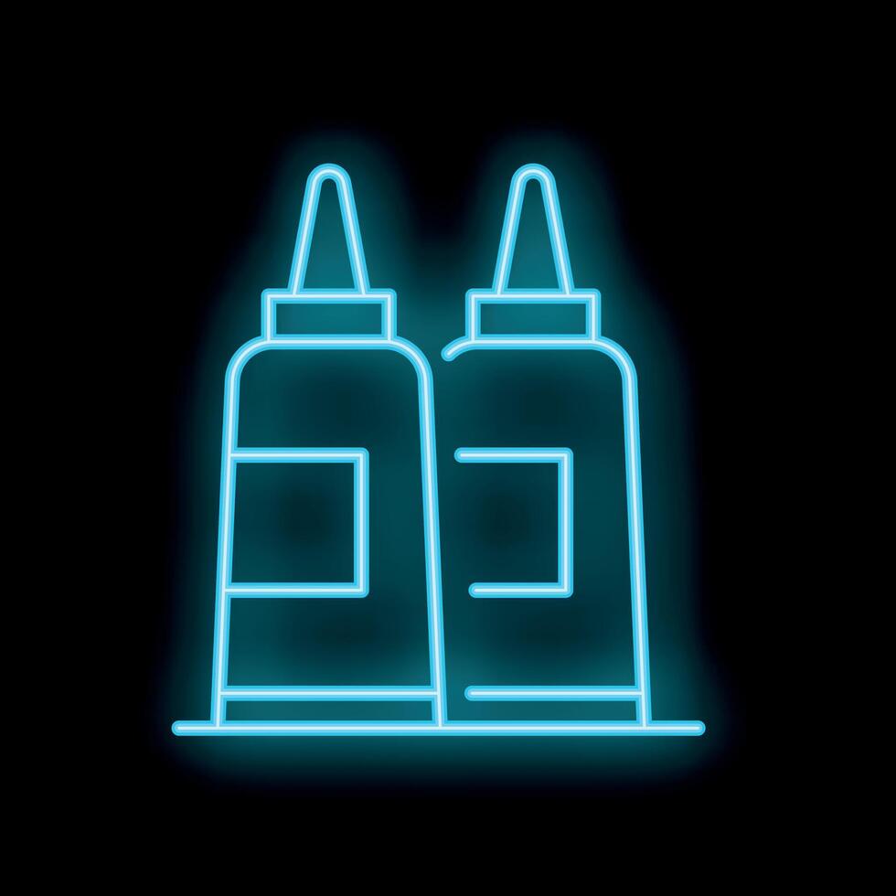 Neon sign of two bottles with blank label standing on shelf vector