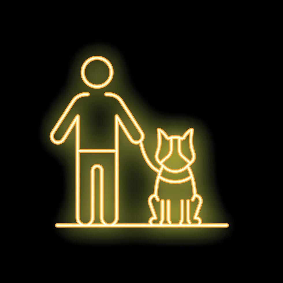 Neon sign of person walking a dog on a leash vector