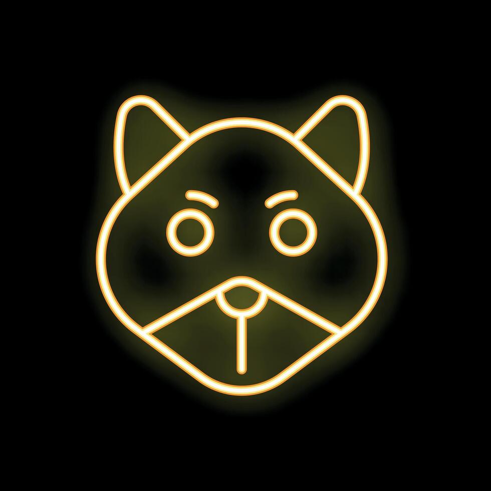Neon raccoon face glowing on black background vector