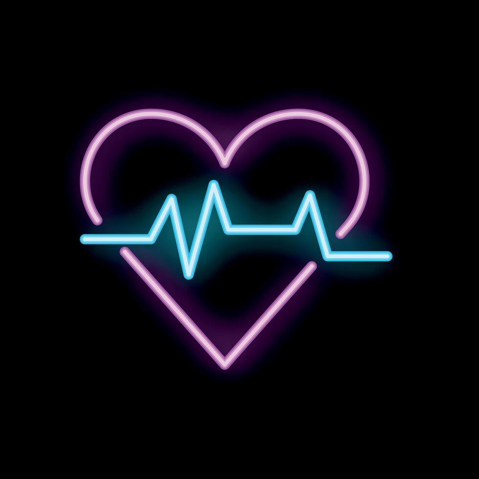 Neon heartbeat showing love and healthcare in pink and blue vector