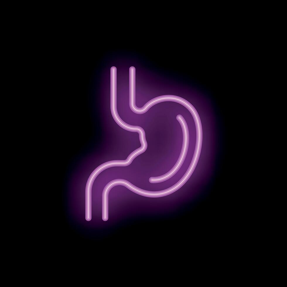Neon pink stomach glowing on black background vector