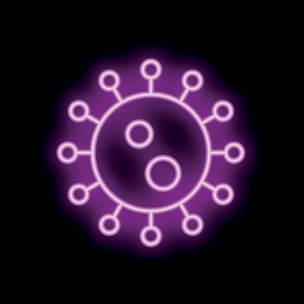 Neon virus icon glowing on dark background vector