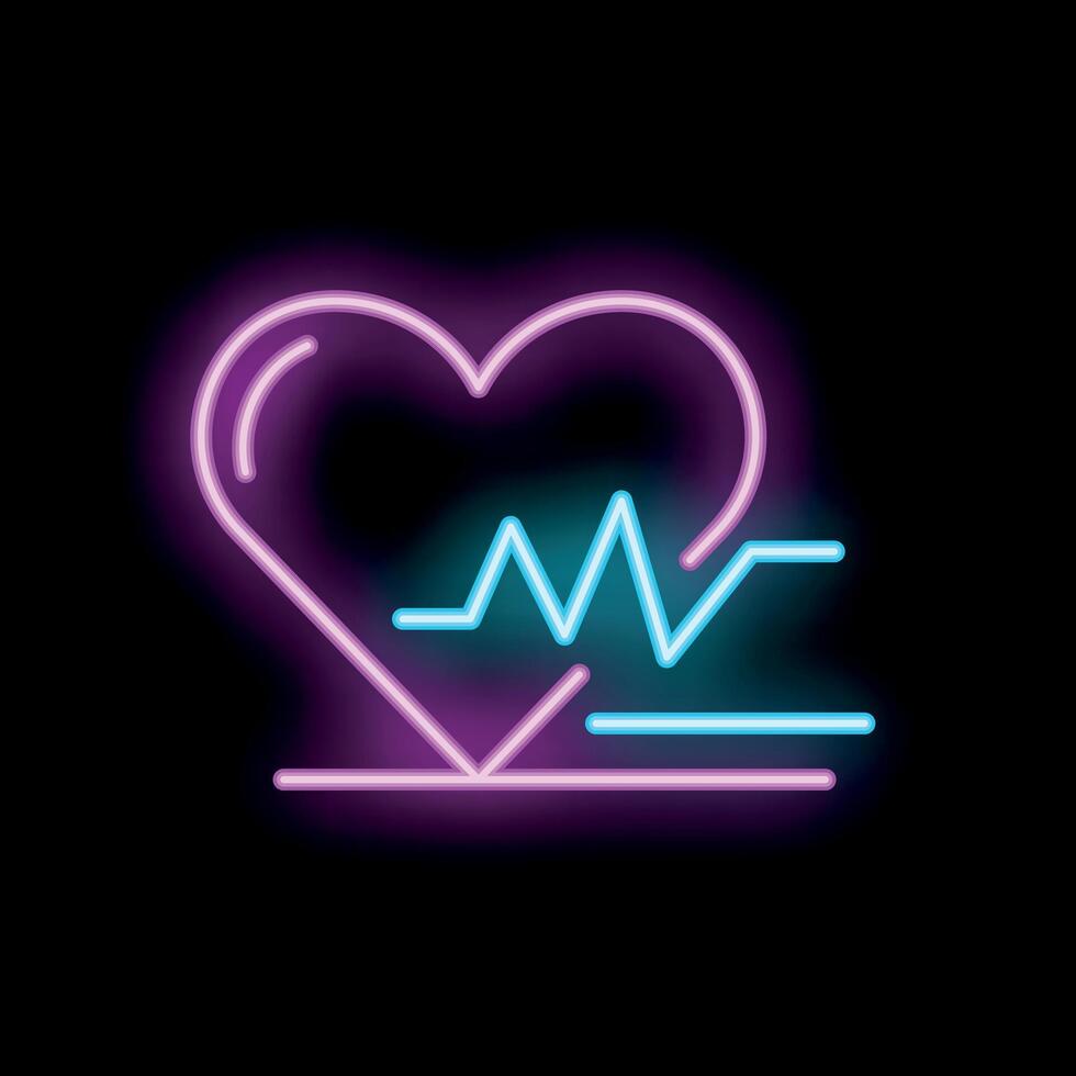 Neon heartbeat icon representing healthcare and wellbeing vector