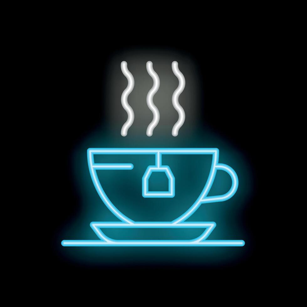 Neon sign showing steaming cup of tea on saucer vector