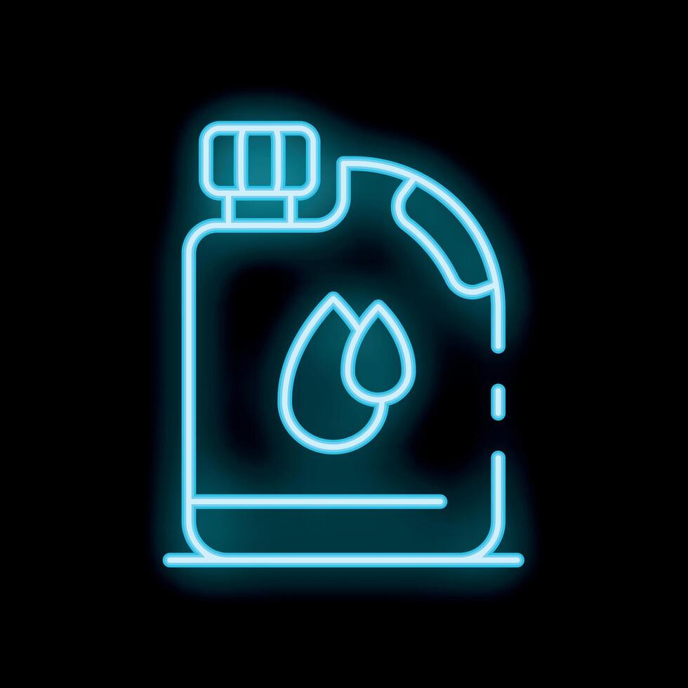 Neon sign of liquid soap container glowing on black background vector