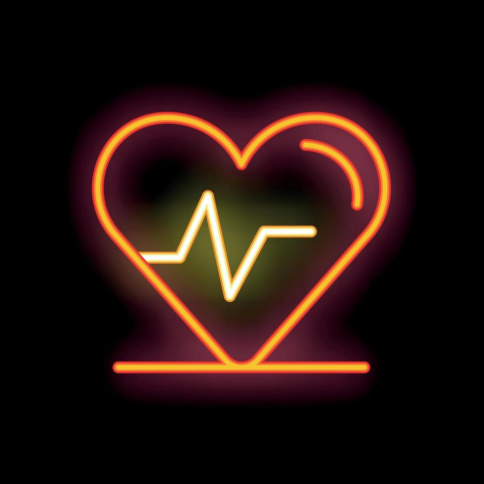 Neon heartbeat line showing healthcare and love vector